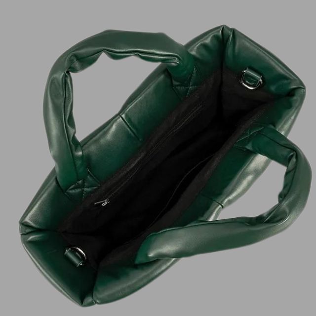 Shyrene - Volangdesign Metallisk Puffig Glansig Handväska för Dam