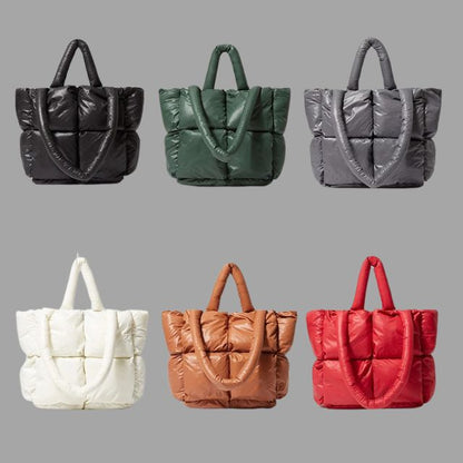 Shyrene - Volangdesign Metallisk Puffig Glansig Handväska för Dam