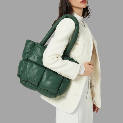 Shyrene - Volangdesign Metallisk Puffig Glansig Handväska för Dam