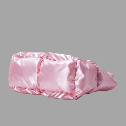 Shyrene - Volangdesign Metallisk Puffig Glansig Handväska för Dam