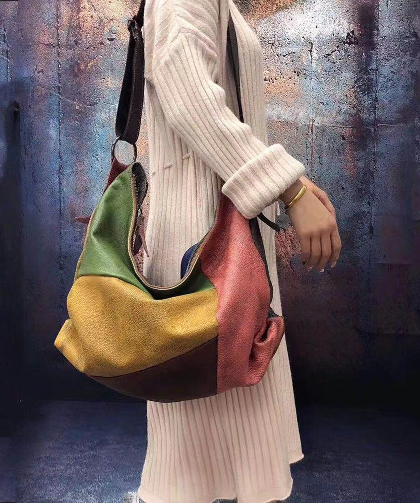 Unisex Elegant Kalvläder Crossbody Väska med Stor Kapacitet