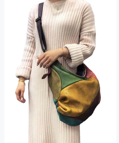 Unisex Elegant Kalvläder Crossbody Väska med Stor Kapacitet