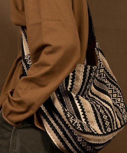 Unisex Vintage Broderad Linne Väska med Dragkedja