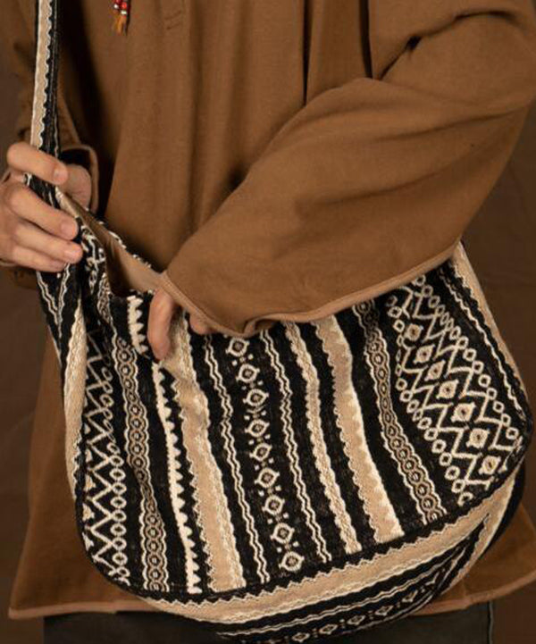 Unisex Vintage Broderad Linne Väska med Dragkedja