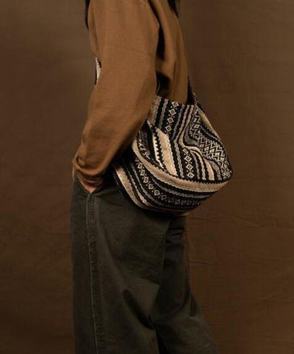 Unisex Vintage Broderad Linne Väska med Dragkedja