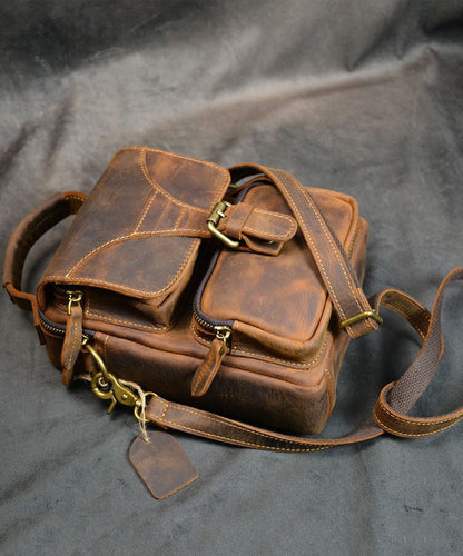 Dam Vintage Kalvläder Mini Messenger Bag med Justerbar Axelrem