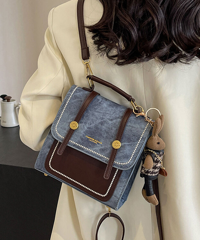 Dame Vintage Slitesterk Dukvev Messenger Veske med Lappteknikkdesign og Justerbar Skulderrem