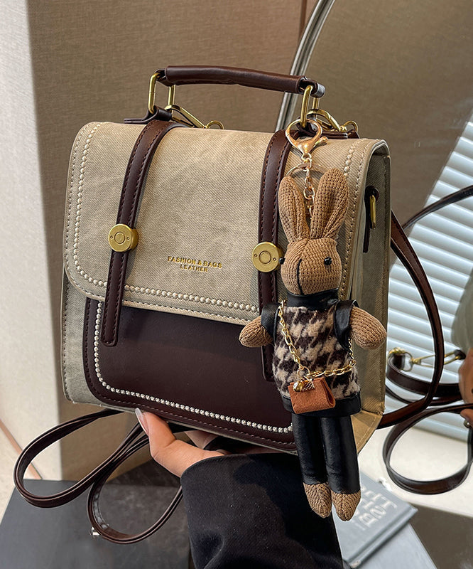 Dame Vintage Slitesterk Dukvev Messenger Veske med Lappteknikkdesign og Justerbar Skulderrem