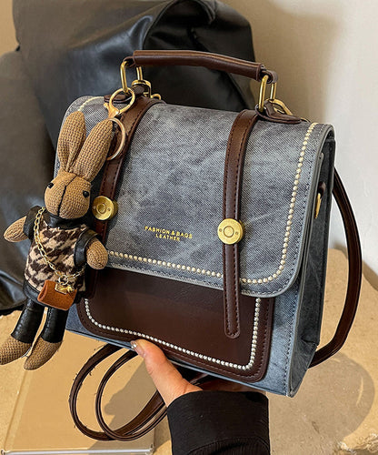 Dame Vintage Slitesterk Dukvev Messenger Veske med Lappteknikkdesign og Justerbar Skulderrem