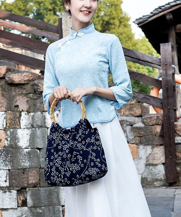 Dam Vintage Bomull Tote Väska med Inre Fickor