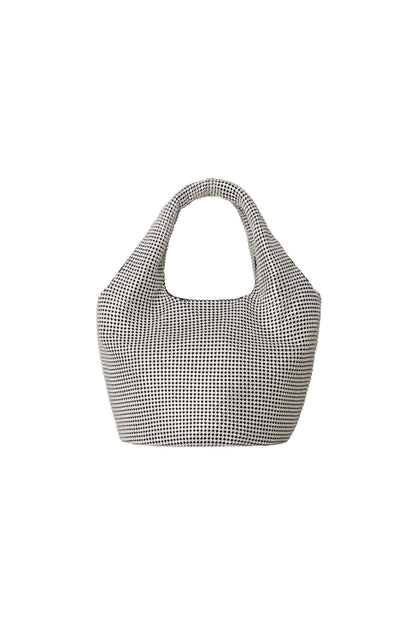 Dam Glittrande Aluminium Handväska med Läderbotten