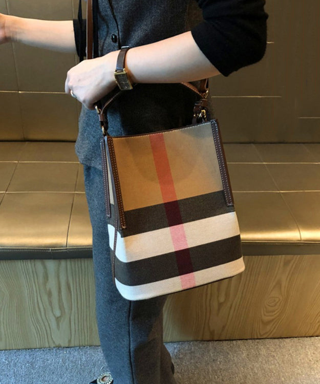 Kvinnor Mångsidig Faux Läder Messenger Väska med Rutig Design