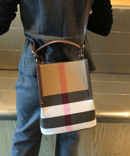 Kvinnor Mångsidig Faux Läder Messenger Väska med Rutig Design