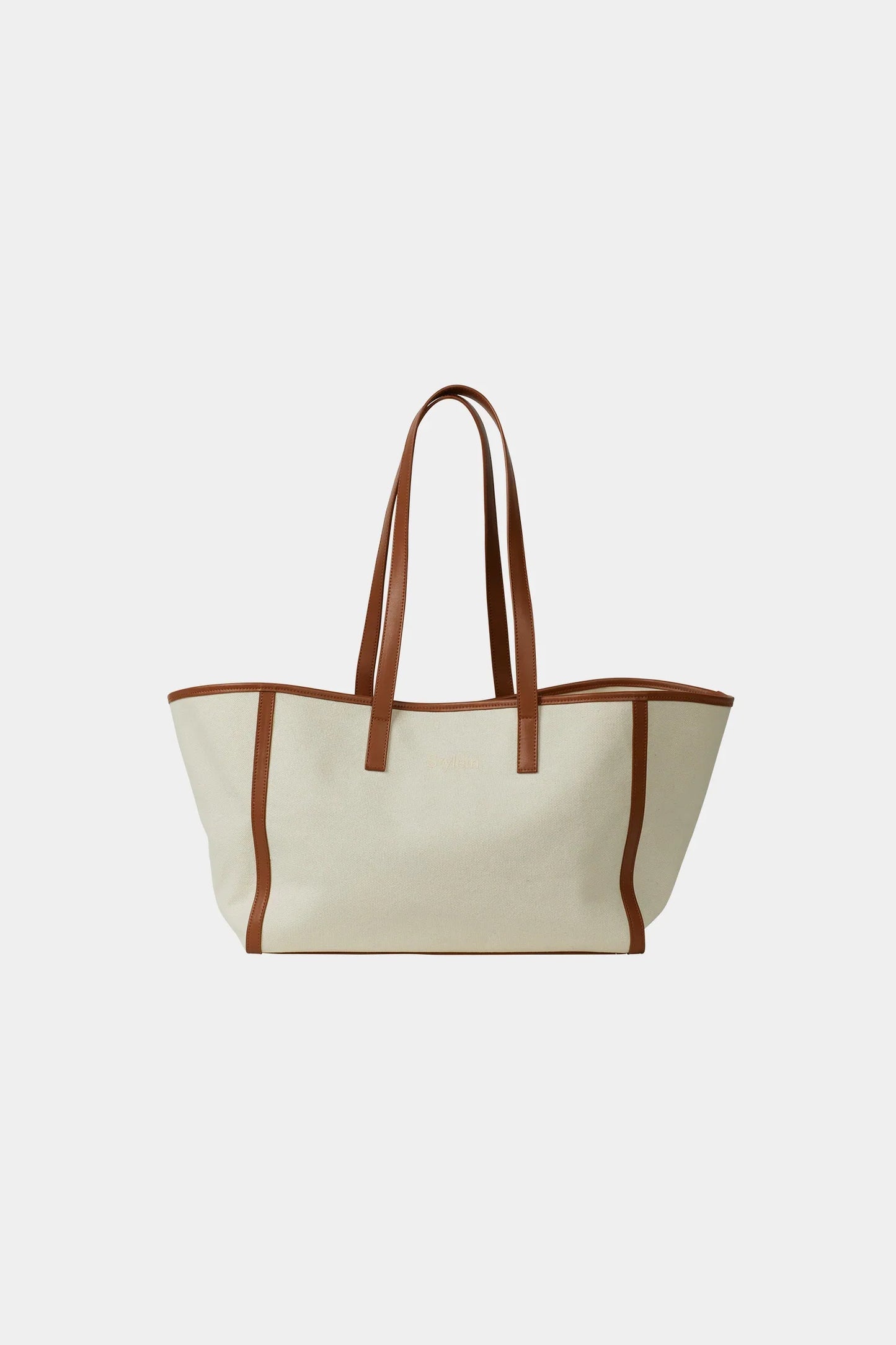 Kvinnors Elegant Bomulls Tote med Imitationsläderdetaljer