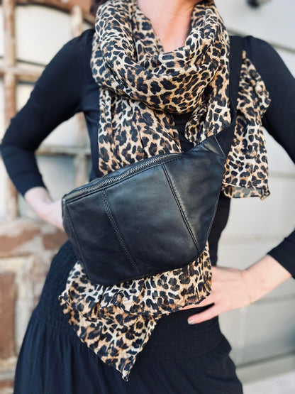 Unisex klassisk lammeskinn bumbag med justerbart midjebånd