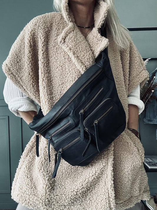 Unisex Cool Leather Bumbag with Zipper