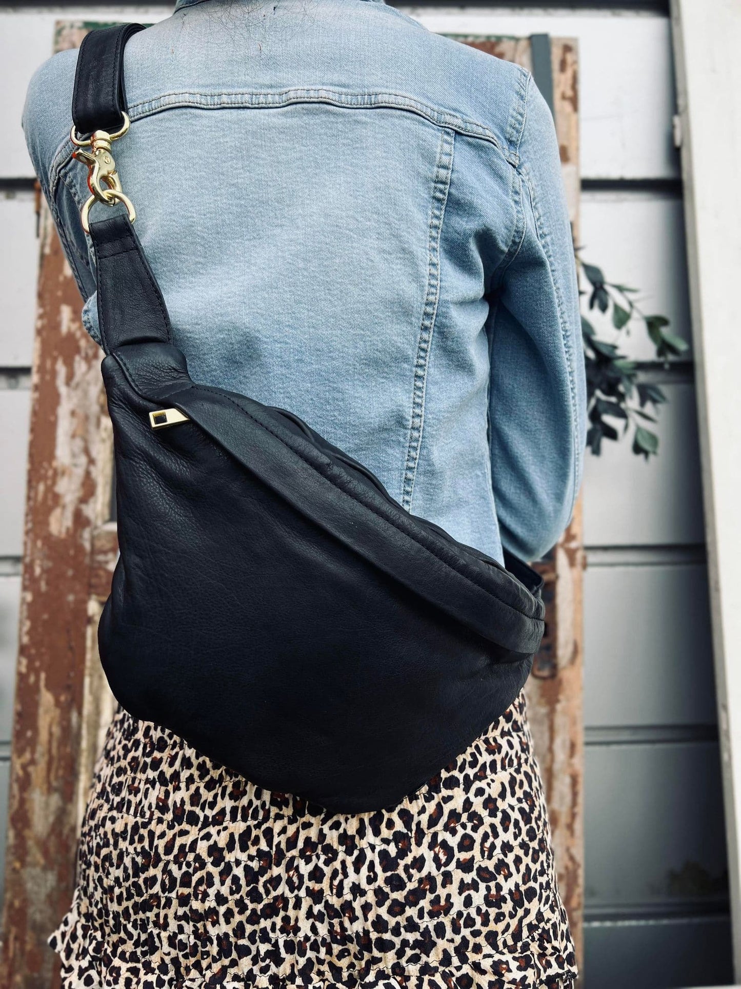 Unisex Elegant Kalvskinn Bumbag med Blixtlås