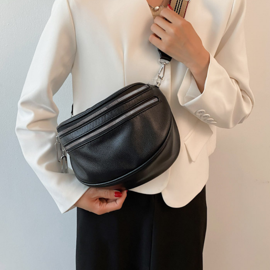 Jacey - Trendig Axelväska i Läder med Flera Fack för Dam