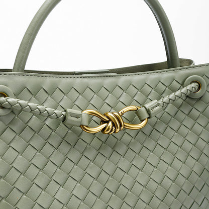 Helen - Moderna Designer Look Flätad Axelväska med Metall Knutdetalj för Dam