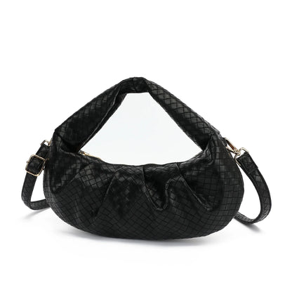 Dam Flätad PU Väska med Justerbar Rem och Blixtlåsstängning