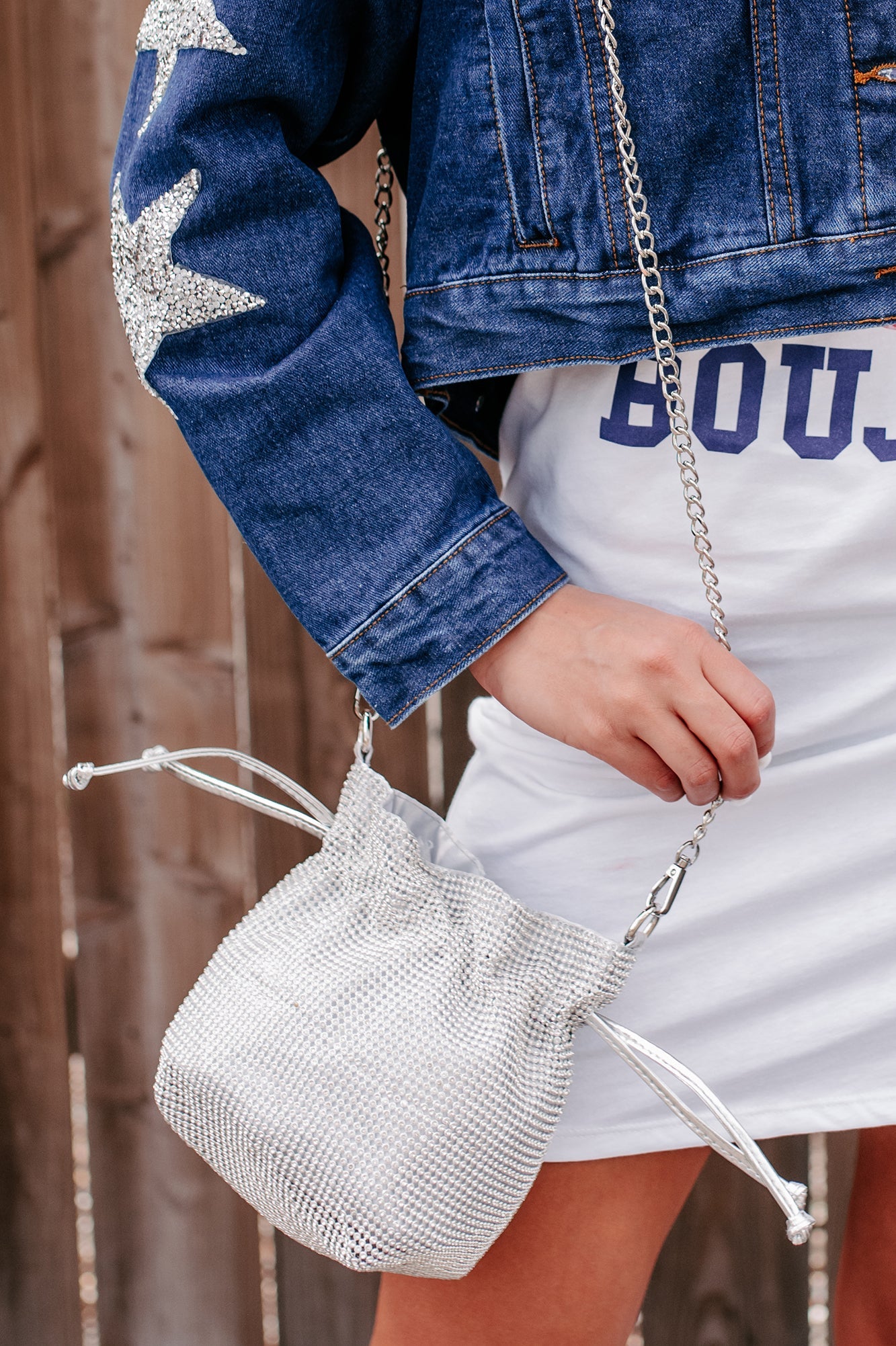 Dam Glittrande Mini Väska i Plast med Avtagbar Kedja