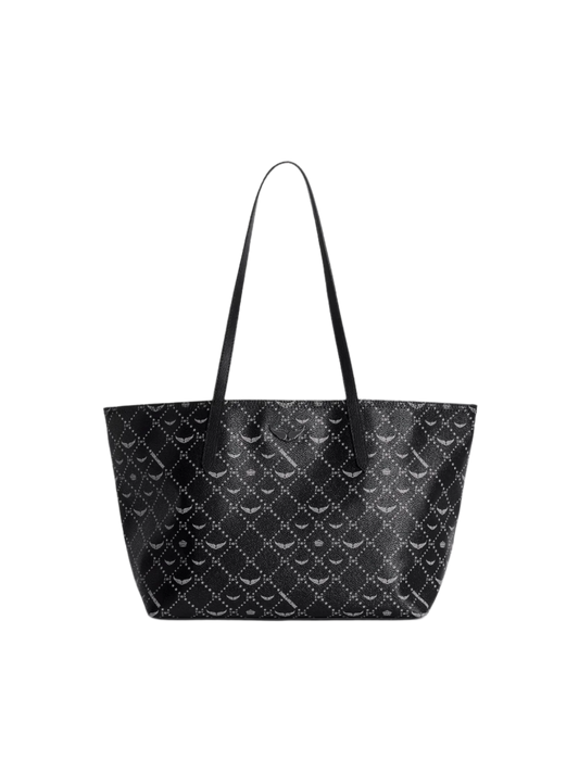 Dam Elegant Belagt Duk Shoppingtaske med Indre Lynlåslomme