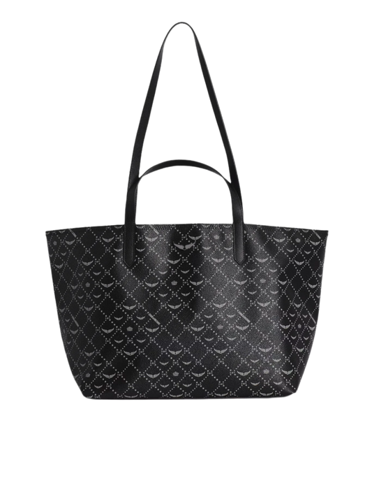 Dam Praktisk Belagd Duk Shopper Väska med Ikoniskt Vingtryck