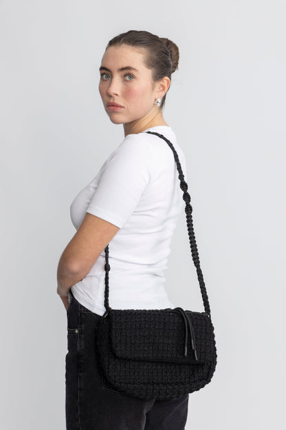 Dam Elegant Tweed-Inspirerad Crossbody Väska med Magnetiskt Lås