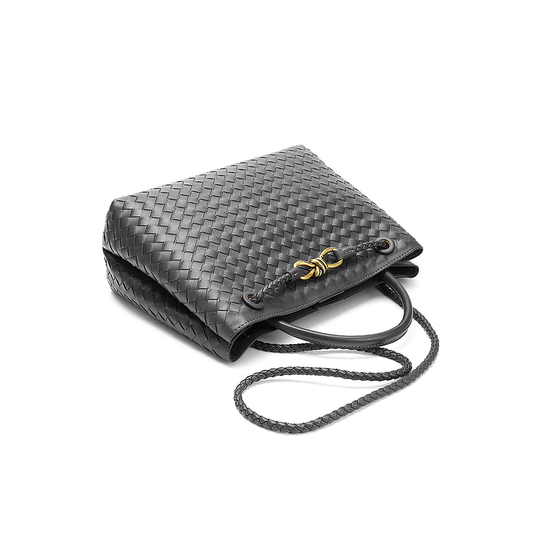 Helen - Moderna Designer Look Flätad Axelväska med Metall Knutdetalj för Dam