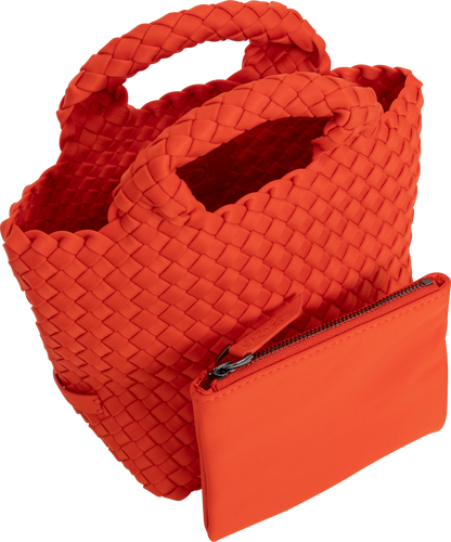 Dam Praktisk Handvävd Neopren Handväska med Avtagbar Axelrem och Stort Huvudrum