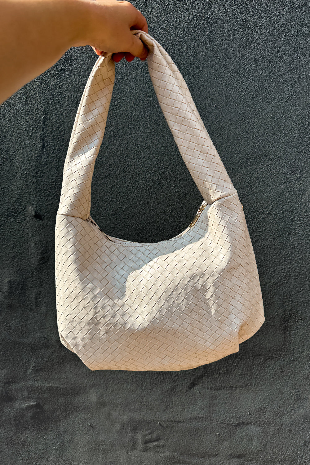 Dam Flätad Polyester Handväska med Avtagbar Rem och Inre Fickor