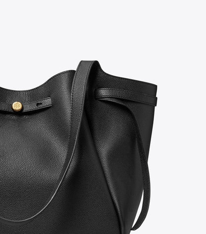 Dam Elegant Mjuk Läder Tote med Djup Dragkedja