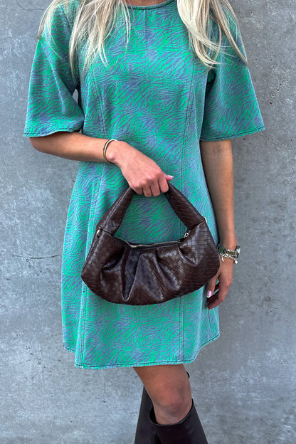 Dam Flätad Polyester Väska med Justerbar Rem och Inre Fickor