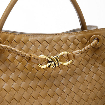 Helen - Moderna Designer Look Flätad Axelväska med Metall Knutdetalj för Dam