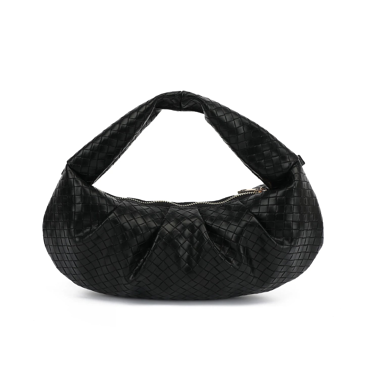 Dam Flätad PU Väska med Justerbar Rem och Blixtlåsstängning