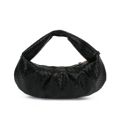 Dam Flätad PU Väska med Justerbar Rem och Blixtlåsstängning