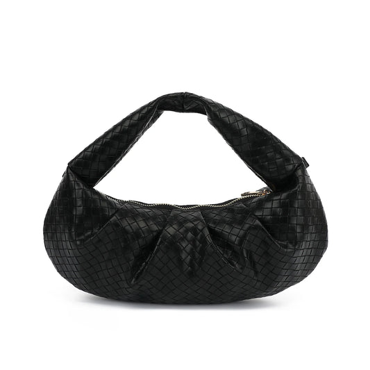 Dam Flätad PU Väska med Justerbar Rem och Blixtlåsstängning